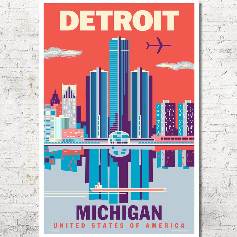 Detroit Poster Detroit Wall Art Detroit Print Detroit Art Etsy