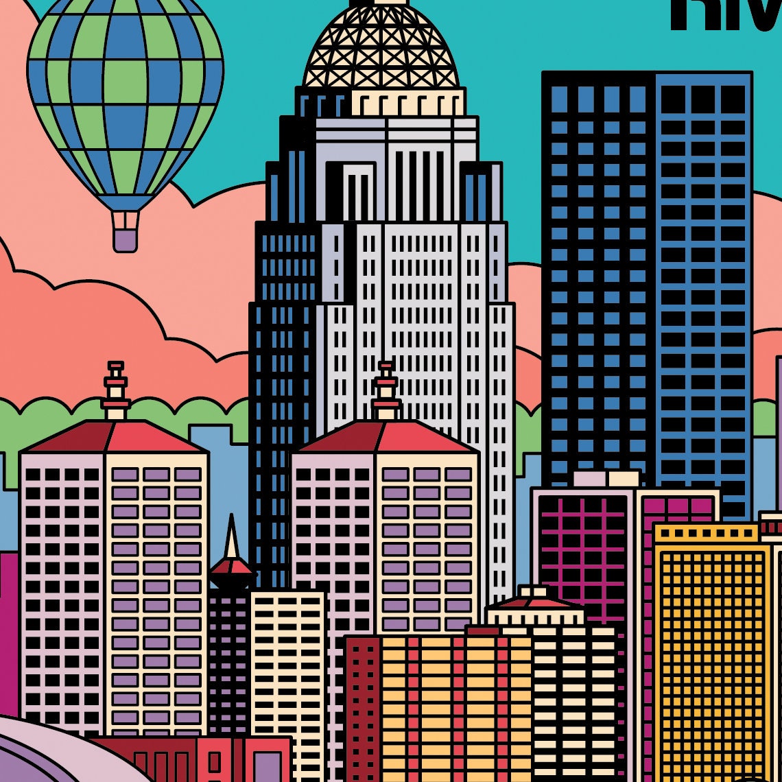 Colorful Louisville Kentucky Cartoon Funny Gift - Louisville City - Posters  and Art Prints