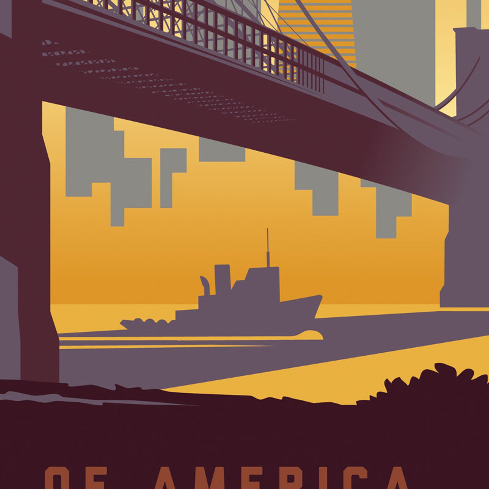 Brooklyn Print Brooklyn Vintage Travel Poster United Etsy