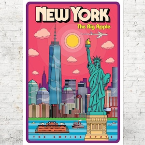 New York City Pop Art Print, Skyline Travel Poster - Etsy