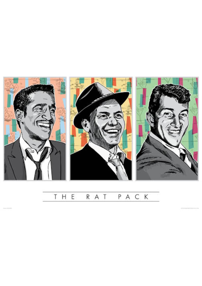 Rat Pack, Rat Pack poster, Rat Pack wall art, Rat Pack art print, Rat Pack art, Wall decor, Gift, Home decor, Sinatra, Frank Sinatra image 1