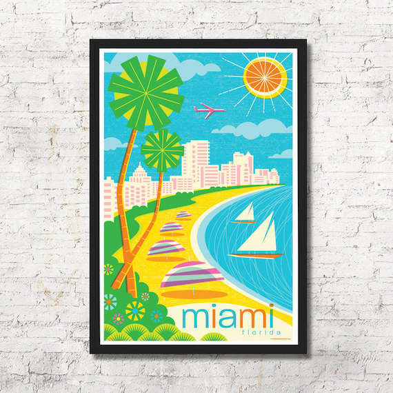 Miami Poster Wall Art Print - Miami Wall Decor Miami Poster Wall Art Print - Miami Wall Decor