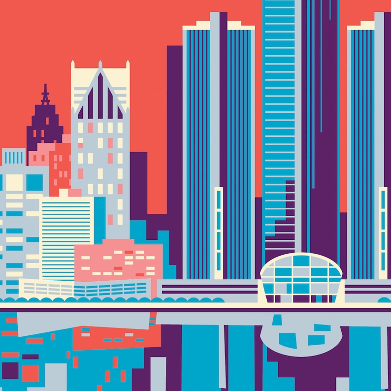 Detroit Poster Detroit Wall Art Detroit Print Detroit Art Etsy