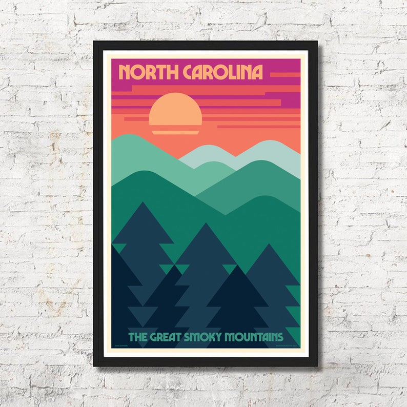 North Carolina Poster North Carolina Wall Art North Carolina Etsy