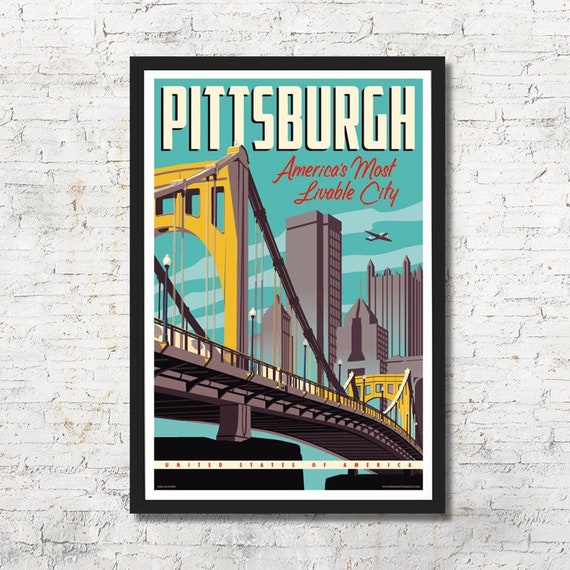 Pittsburgh Poster Pittsburgh Wall Art Pittsburgh Art Print Etsy