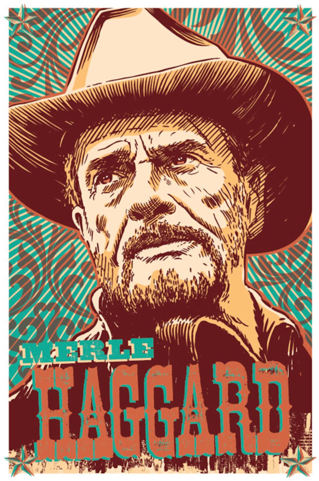 13 X 19 Merle Haggard, Merle Haggard Poster, Merle Haggard Wall Art