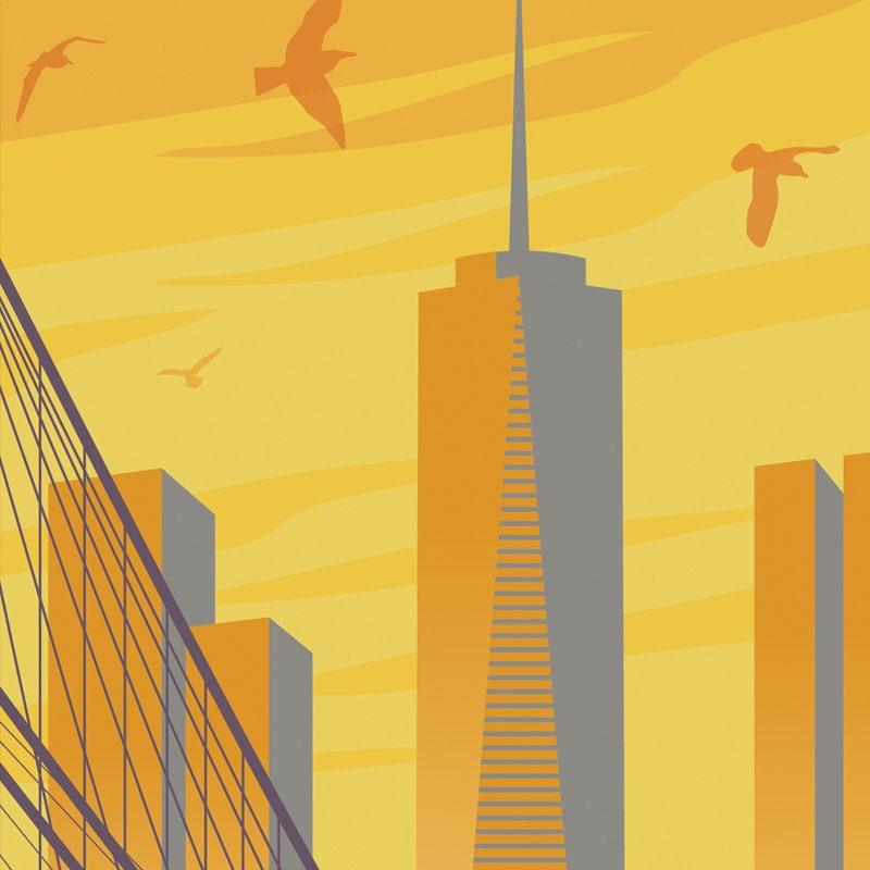 Vintage Brooklyn Travel Poster, New York City Skyline Art - Etsy