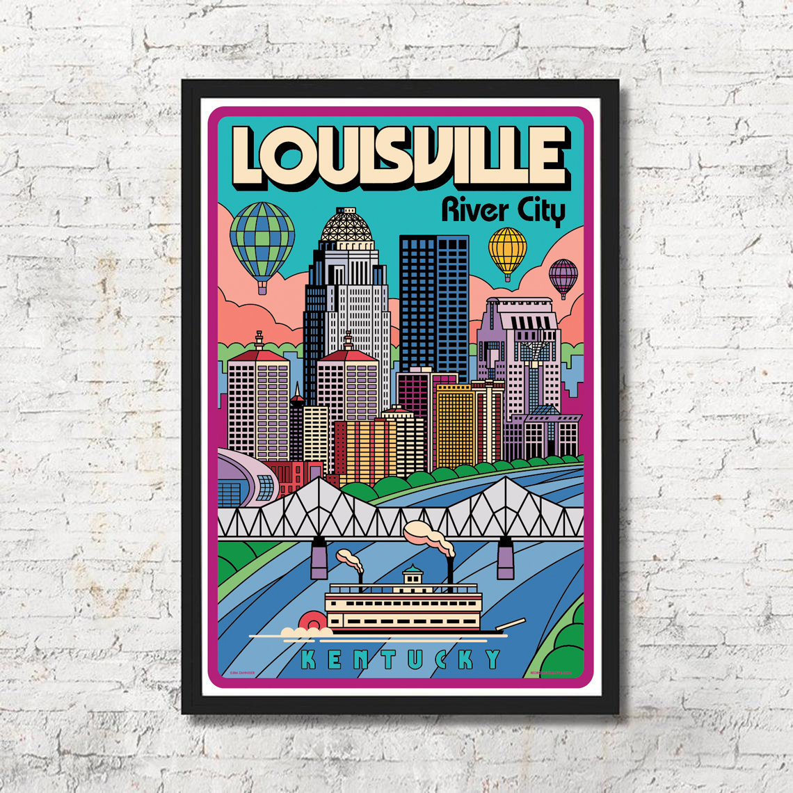 Louisville, Kentucky, Retro Skyline Classic Series art prints, metal signs  – Lantern Press