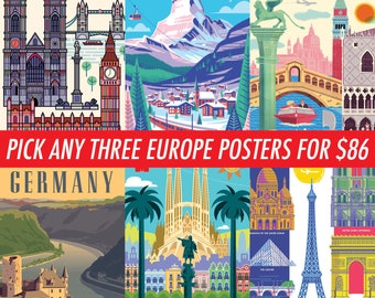 Europe poster, Europe wall art, Europe art print, Poster, Europe skyline, Europe art, Europe Wall decor, Europe Gift, Home decor