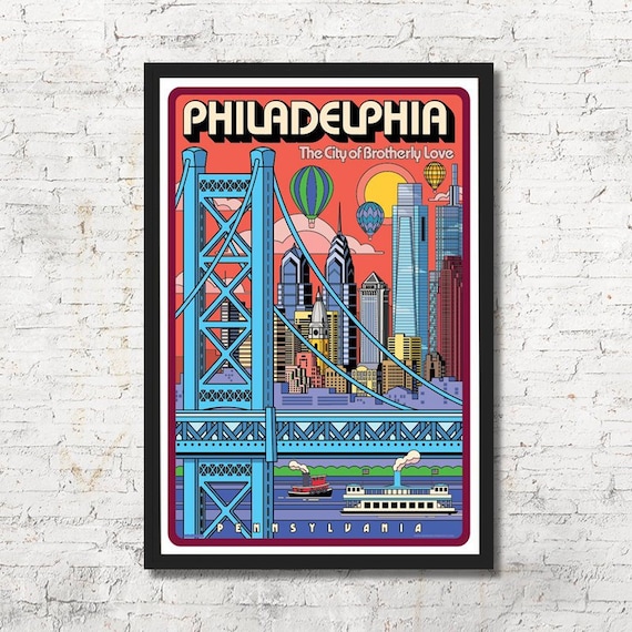 C Philadelphia City Rooftop Art Print Home Decor Wall Art Poster