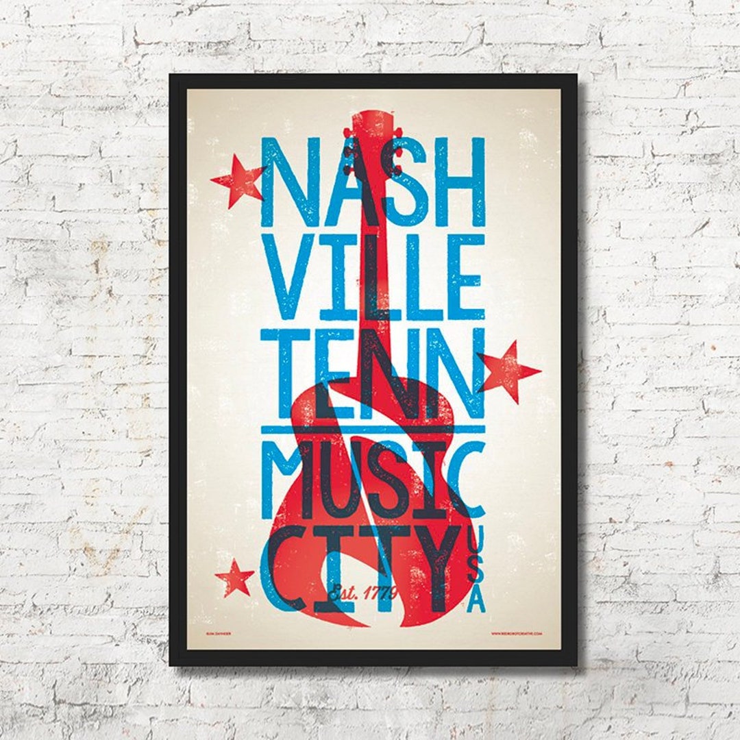 Nashville Music City USA Poster, Rustic Tennessee Wall Art - Etsy