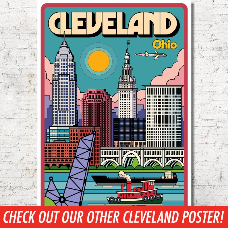 Cleveland Poster Cleveland Wall Art Cleveland Art Print Etsy