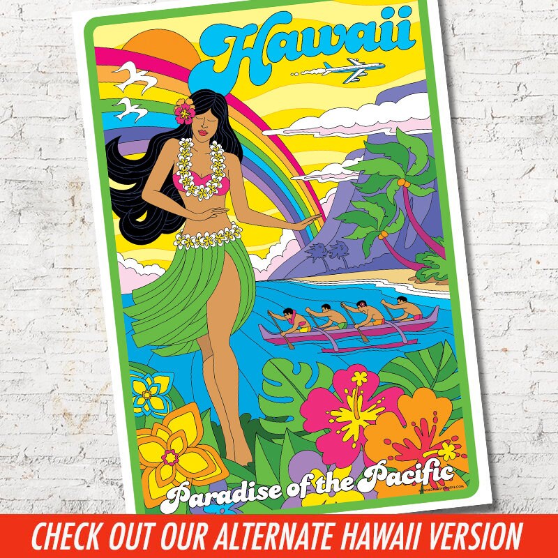 Maui Hawaii Art Print, Hula Girl, Retro Island Decor - Etsy