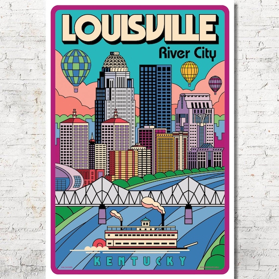 Colorful Louisville Kentucky Cartoon Funny Gift - Louisville City - Posters  and Art Prints