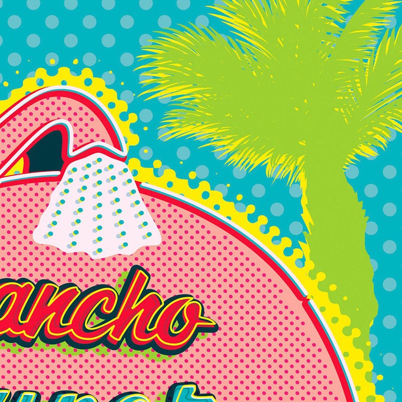 Elephant Car Wash, Rancho Mirage, Palm Springs Print, Palm Springs Poster, Palm Springs Wall Art, Wall decor, Gift, Home decor, neon, pop art, colorful, square, sign, car wash, rancho mirage, palm trees, car wash
