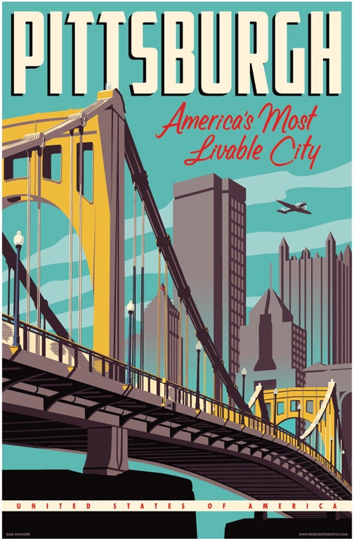Pittsburgh Poster Pittsburgh Wall Art Pittsburgh Art Print Etsy