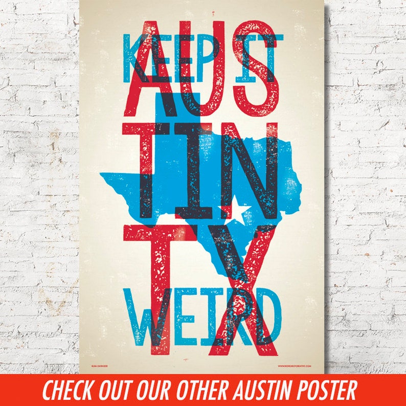 Austin Poster Austin Wall Art Austin Art Print Austin Etsy