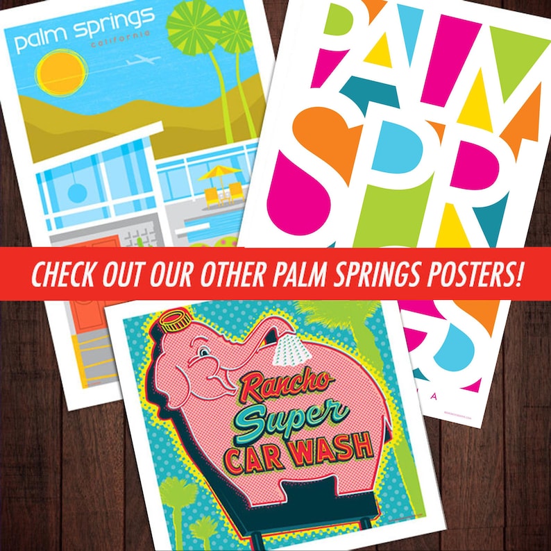 Palm Springs poster, Palm Springs wall art, Palm Springs art print, Palm Springs skyline, Palm Springs, Wall decor, Gift, Home decor, mid century modern, MCM, minimalist, breeze block, modern house,  pool, desert, palm trees, mountains, travel poster