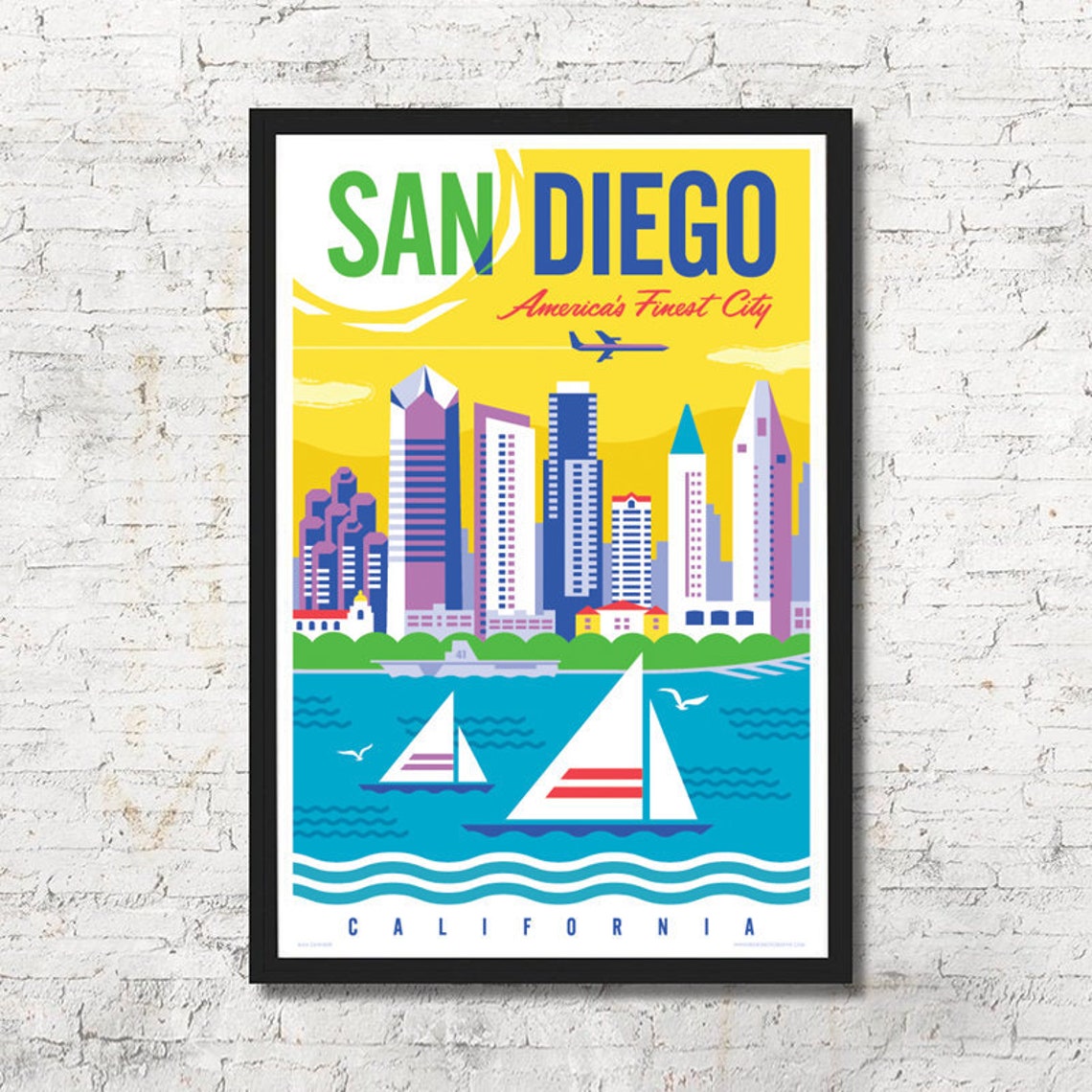 San Diego San Diego poster San Diego wall art San Diego art Etsy