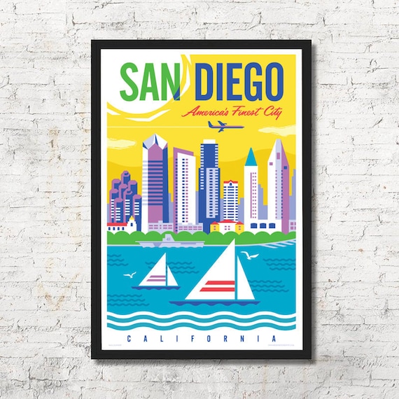 San Diego San Diego Poster San Diego Wall Art San Diego Art Etsy