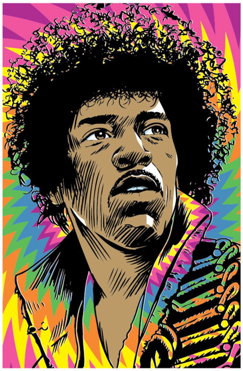 Jimi Hendrix, Jimi Hendrix poster, Jimi Hendrix wall art, Jimi Hendrix art print, Jimi Hendrix art, Wall decor, Gift, Home decor image 1