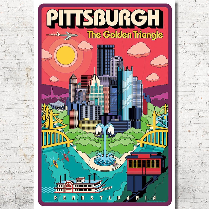 Pittsburgh Poster Pittsburgh Wall Art Pittsburgh Art Print Etsy