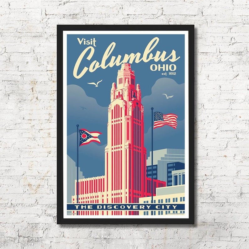 Columbus Poster Columbus Wall Art Columbus Art Print Etsy