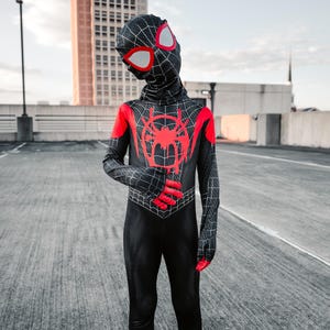 Black Miles Superhero Suit for Boys - Kids Superhero Toddler Suit - Superhero Kids Suit -  Full Bodysuit - Halloween Kids Cosplay