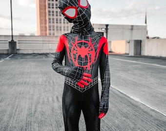 Black Miles Superhero Suit for Boys - Kids Superhero Toddler Suit - Superhero Kids Suit -  Full Bodysuit - Halloween Kids Cosplay