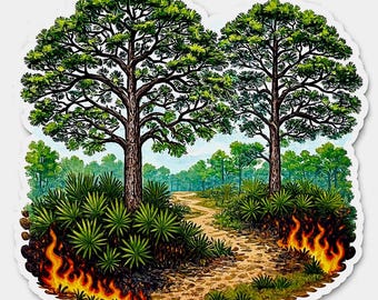 Fire and Pines Sticker