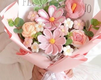 Crochet Rose Bouquet Gift, Handmade Floral Arrangement, Knitted Flower Decor, Eternal Love Present, Teacher gift,gift for mom