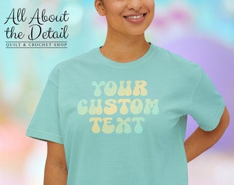 Custom Crop Top TShirt Text Shirt Personalized Baby Tee, Retro 90s Tee Boxy Tee Crop Top Boxy Shirt Custom Shirt