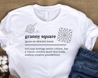 Custom tshirt Personalized Crochet Gift Custom Printed Crochet Gift Tee Crochet T-Shirt Yarn Lover TShirt Granny Square Dictionary TShirt