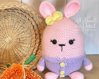 Crochet Bunny Plushie Easter Bunny Egg Pink Plushie Stuffed Animals Crochet Toy Bunny Egg Plushie Easter Basket