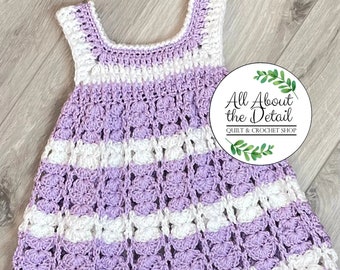 Purple Crochet Dress, Summer Dresses, Baby Dress, Crochet Top, Purple and White Dress, Crochet Dress for Girls, Toddler Dress, Crochet Dress