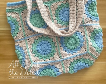 Granny Square Tote Bag Crochet Bag Lined Tote Crochet Flower Granny Square Sunburst Granny Square Bag Crochet Bag