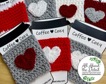 Coffee Cozy, WSU Cougs, Coffee Sleeve, Red and Gray, Crochet Coffee Cozy, Reusable Crochet Sleeve, Cup Cozy