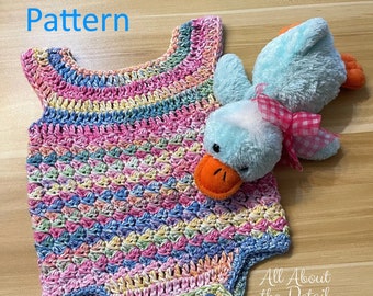 Mönster för virkad babysparkdräkt: Suzette Stitch, nyfödd till 12 månader (PDF-mönster)