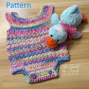 Crochet Pattern Baby Romper | Newborn to 12 Months | Crochet Pattern | Romper | Onesie | Overalls | Suzette Stitch