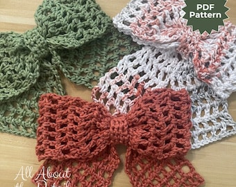 Crochet Mesh Hair Bow Pattern, Beginner Friendly (PDF Pattern)