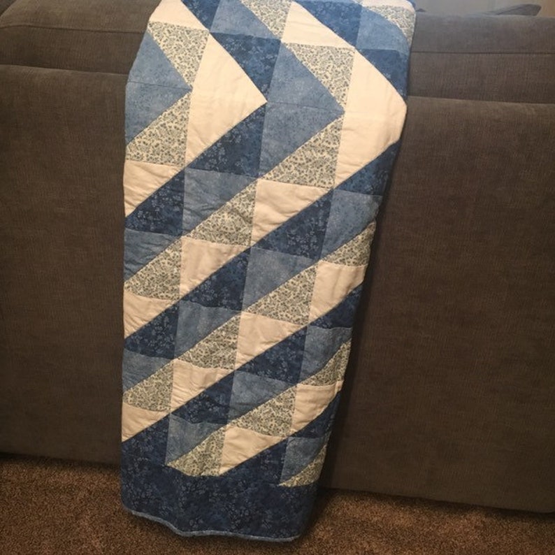 Blue Baby Quilt New Baby Gift Handmade Blanket Baby Quilt Etsy