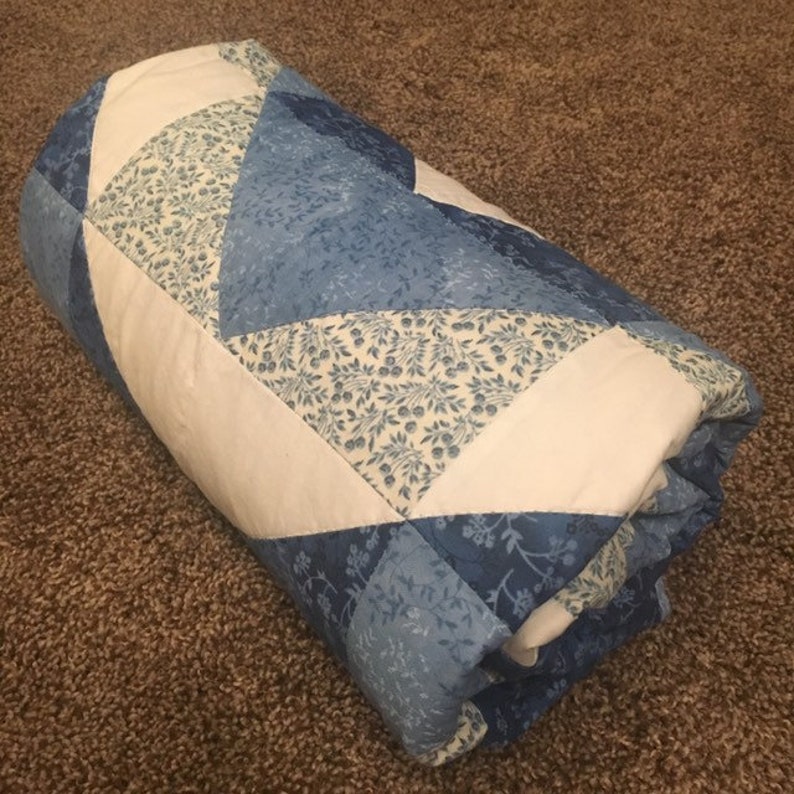 Blue Baby Quilt New Baby Gift Handmade Blanket Baby Quilt Etsy