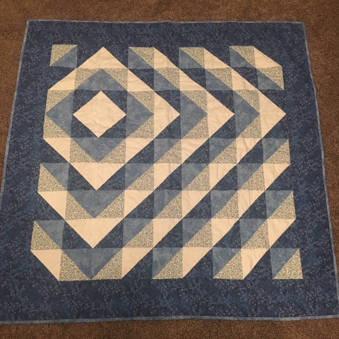 Blue Baby Quilt New Baby Gift Handmade Blanket Baby Quilt Etsy