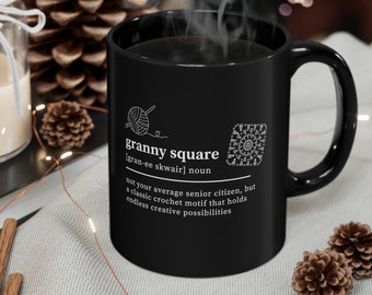 Granny Square Coffee Cup Definition Mug Coffee Personalized Cup of Coffee Crochet Gift