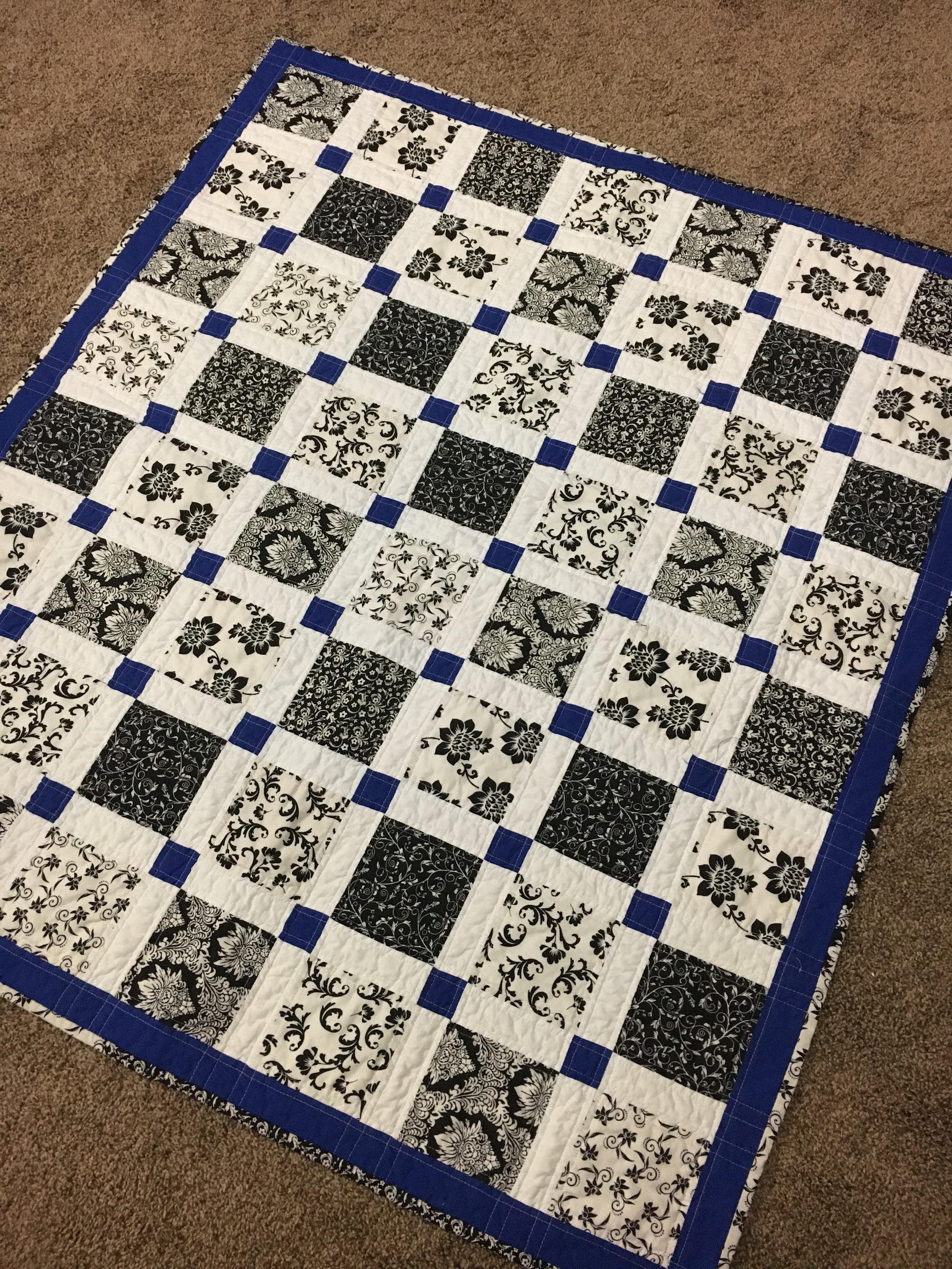 Black and White Baby Quilt Baby Quilt Lap Quilt White Quilt Black