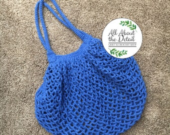 Market tote bag, crochet market bag, beach bag, blue crochet bag, shopping bag, blue market bag, crocheted bag, market bag, tote bag