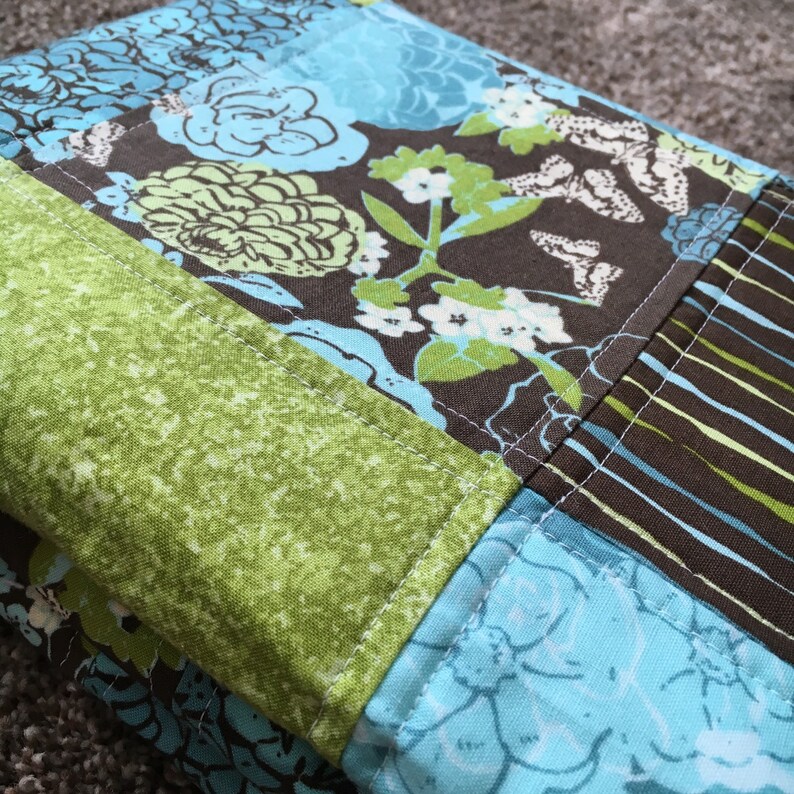 Baby Quilt Modern Throw Quilt Blue Throw Quilt Green Etsy