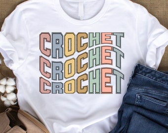 TShirt Crochet Crochet Crochet Stack Large Letters Crochet Gift Unisex T-Shirt Crochet Gift for Men