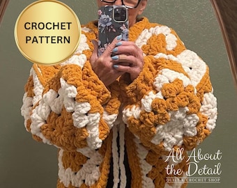 Schema per cardigan quadrato della nonna all'uncinetto grosso (PDF)