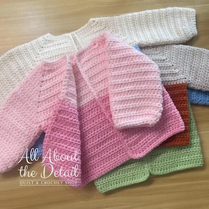 Handmade Crochet Newborn Sweater, 3-6 Month Baby Cardigan, Open Front, Baby Shower Gift, Crochet Baby Clothes, No Buttons or Ties, Pink
